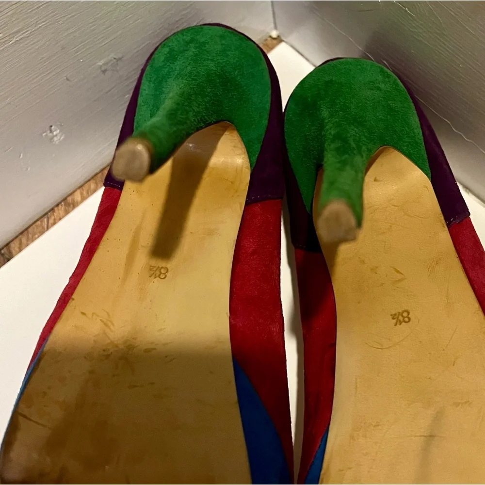 Charles David Velvet Multi-colored Heel Pumps. Size 8.5 EUC - Picture 5 of 8